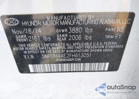 2015 Hyundai Elantra Se из США, поврежденный, VIN 5NPDH4AE2FH613051